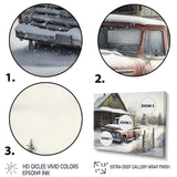 Old Truck At The Barn In Winter I - Pickup Truck Canvas Wall Art