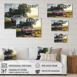 Orange Muscle Car At The Barn - Car Old American Canvas Wall Art