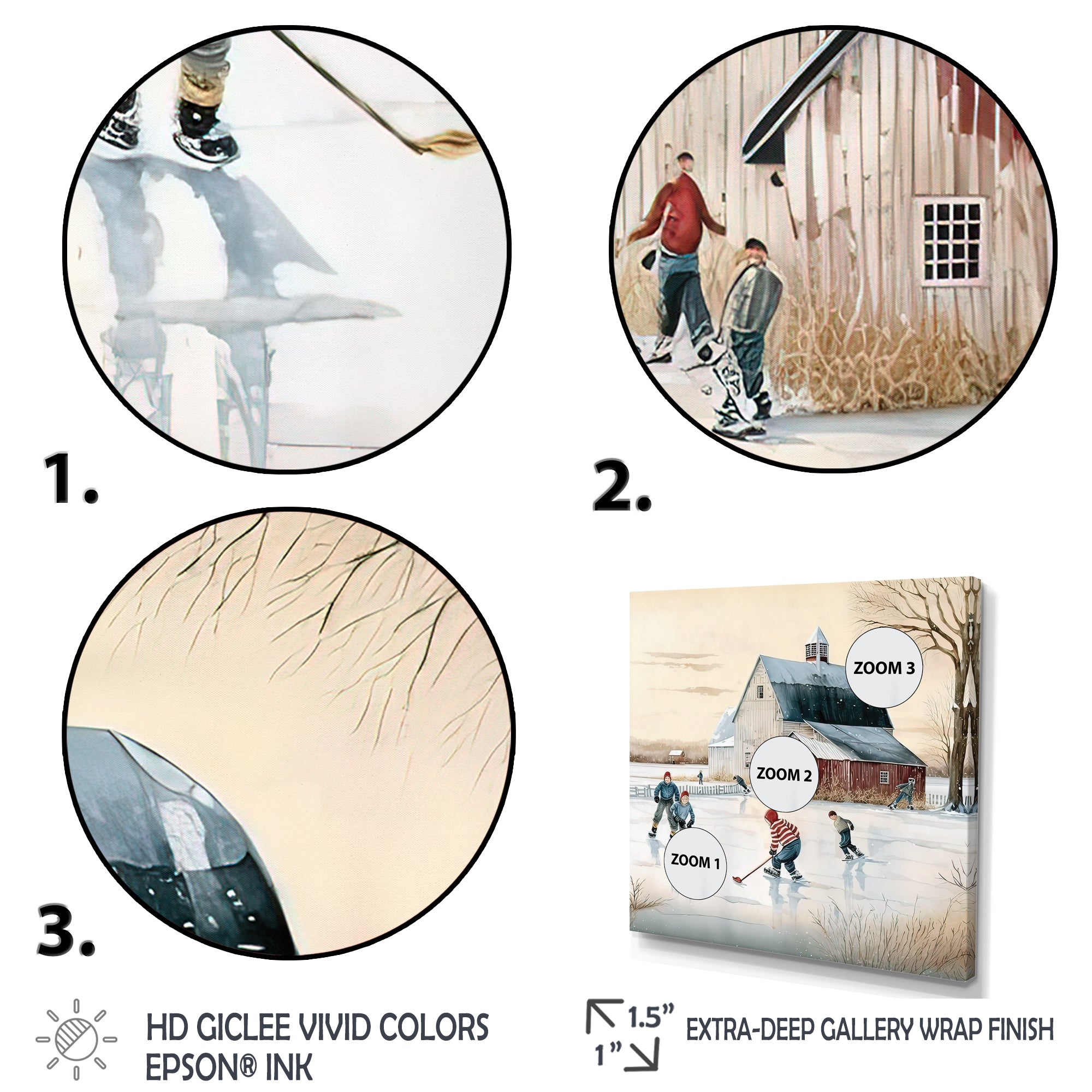 Kids Playing Hockey In Winter I - Sport Hockey Canvas Wall Art