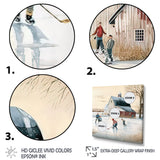 Kids Playing Hockey In Winter I - Sport Hockey Canvas Wall Art