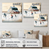 Kids Playing Hockey In Winter I - Sport Hockey Canvas Wall Art