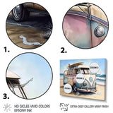 70S Surfing Van At The Beach I Canvas Canvas
