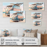 70S Surfing Van At The Beach II Canvas Canvas