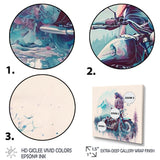 Man And His Motorcycle With Mountain Views - Motorcycle Canvas Wall Art