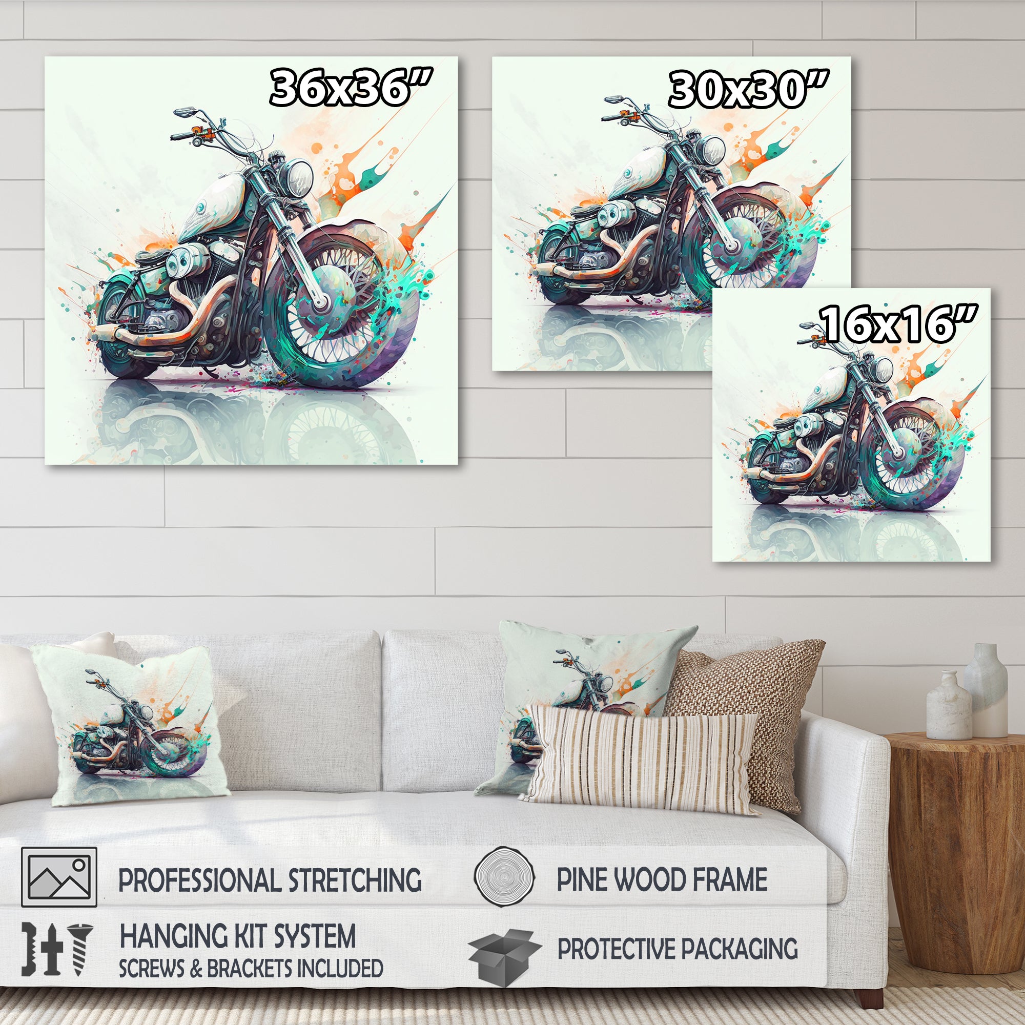 Modern Vibrant Motorcycle - Motorcycle Canvas Wall Art