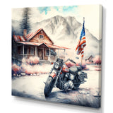 Motorcycle Parked At The Cabin I - Motorcycle Canvas Wall Art