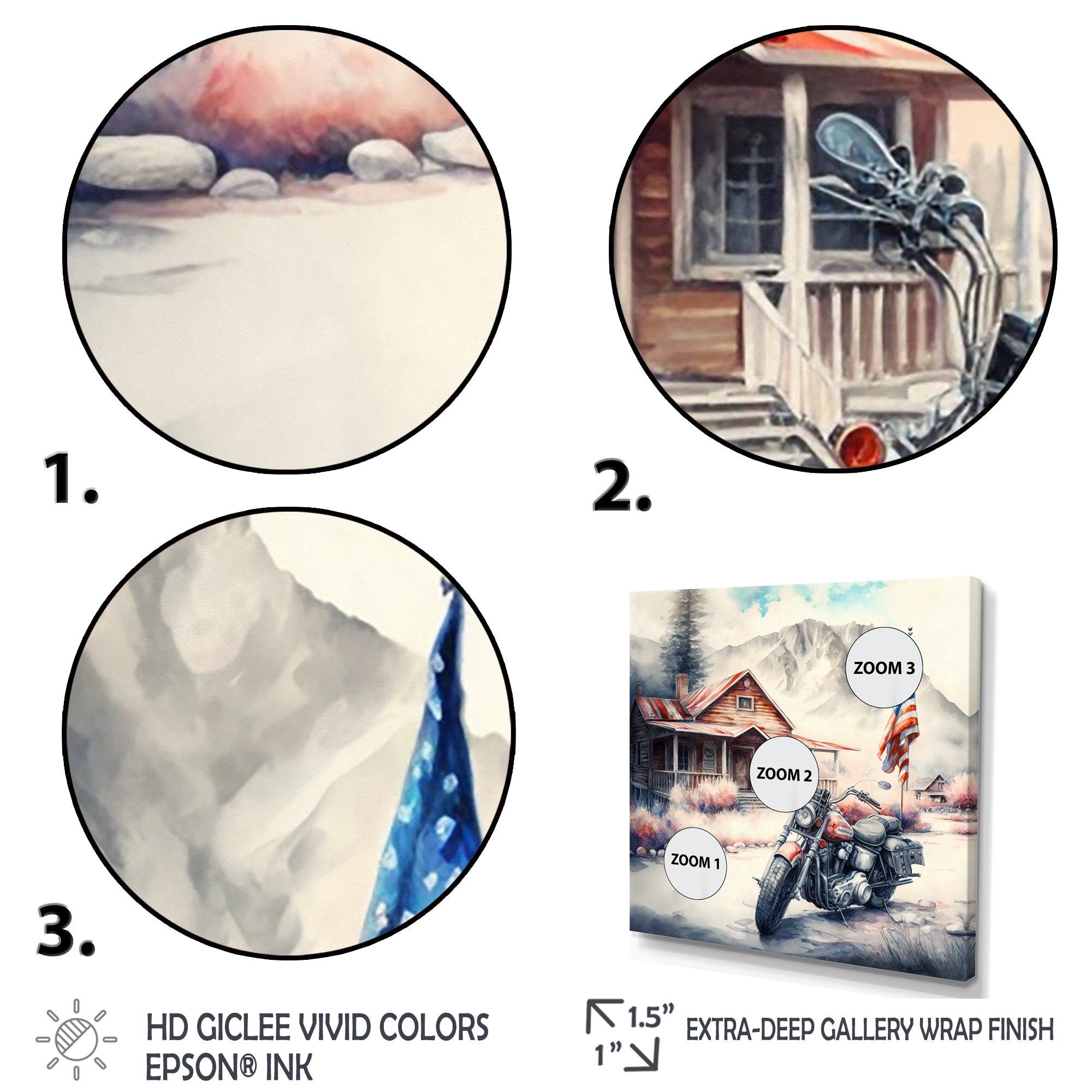 Motorcycle Parked At The Cabin I - Motorcycle Canvas Wall Art