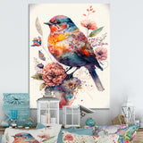 Cute Bird Floral Art - Bird Wall Decor