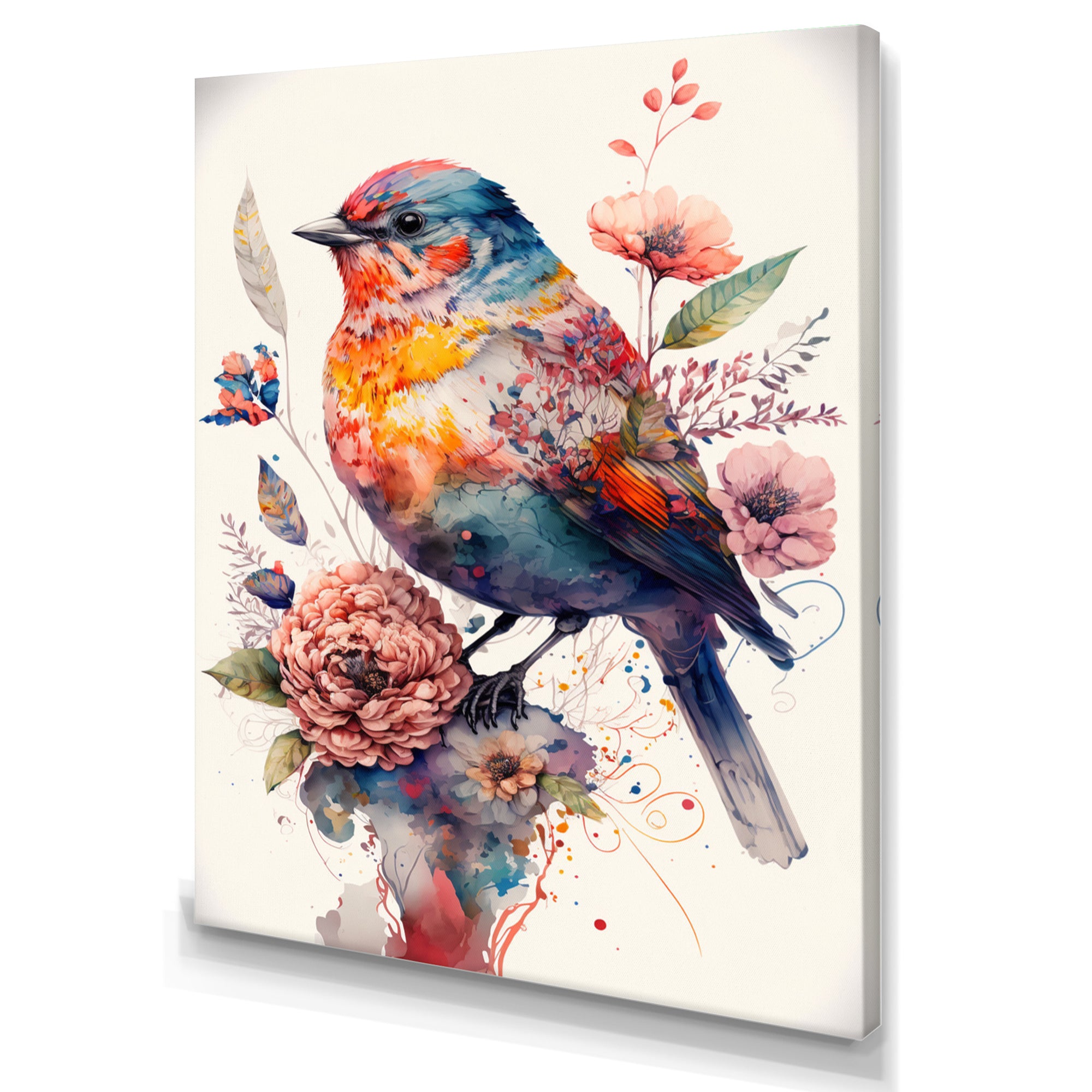 Cute Bird Floral Art - Bird Wall Decor