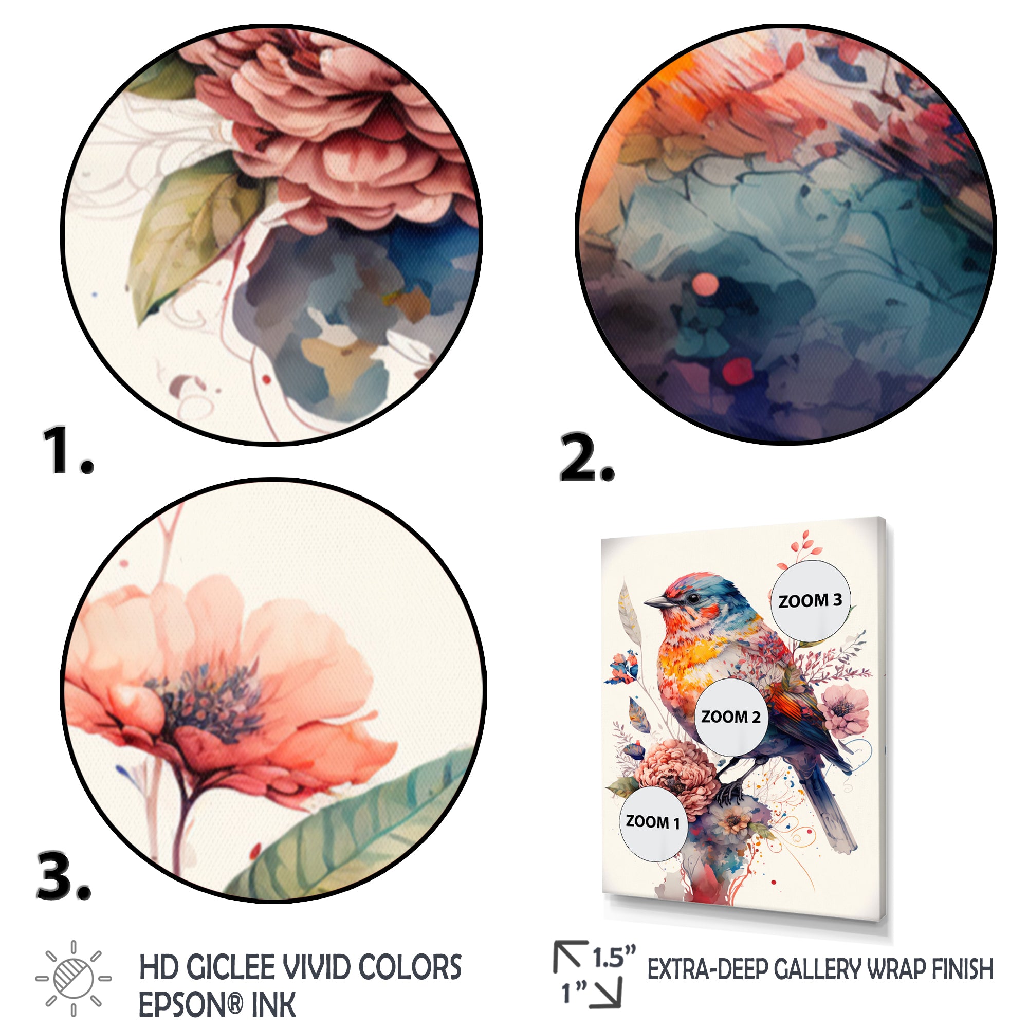 Cute Bird Floral Art - Bird Wall Decor