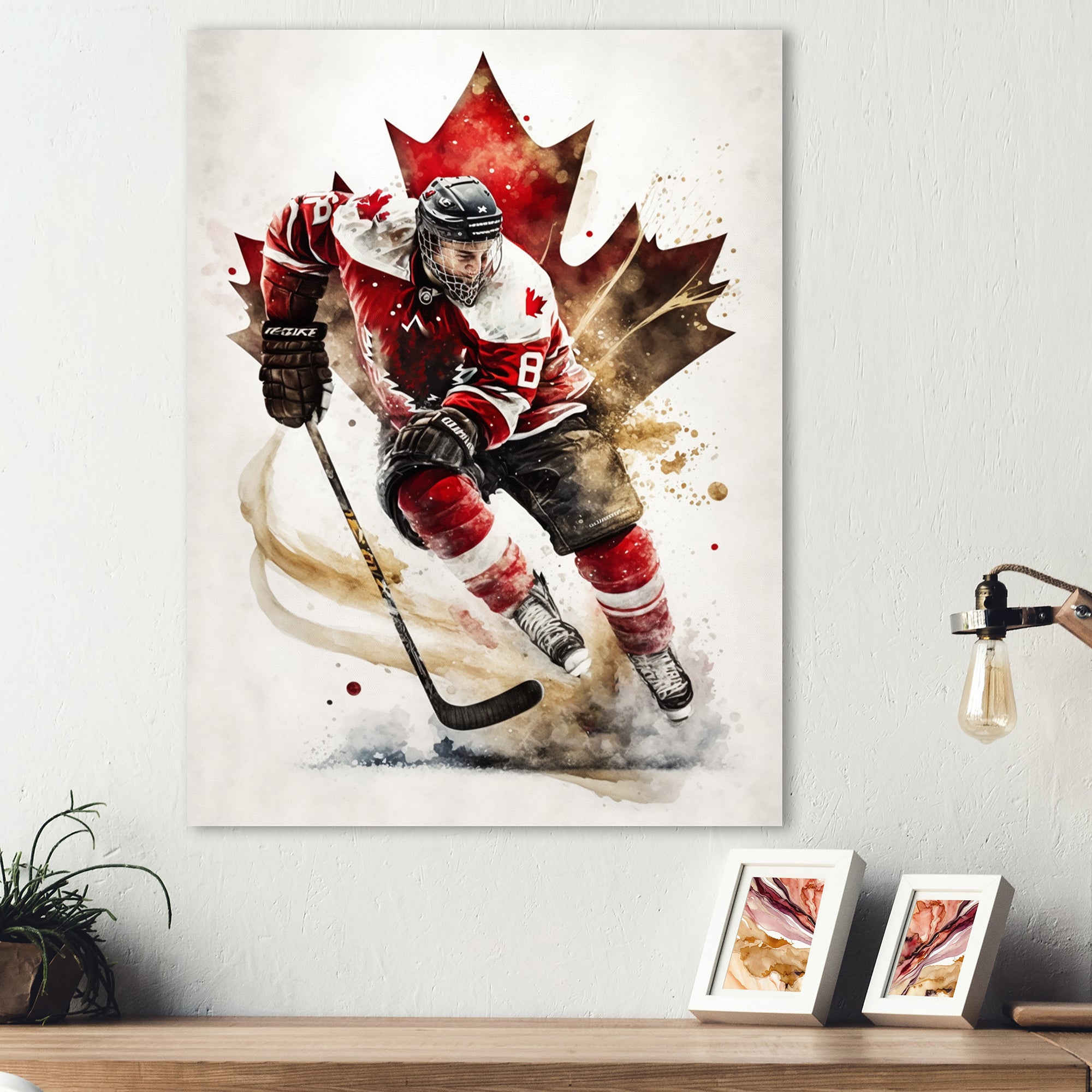 Canadian Hockey Player In Action I - Sport Hockey Canvas Wall Art