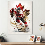 Canadian Hockey Player In Action I - Sport Hockey Canvas Wall Art