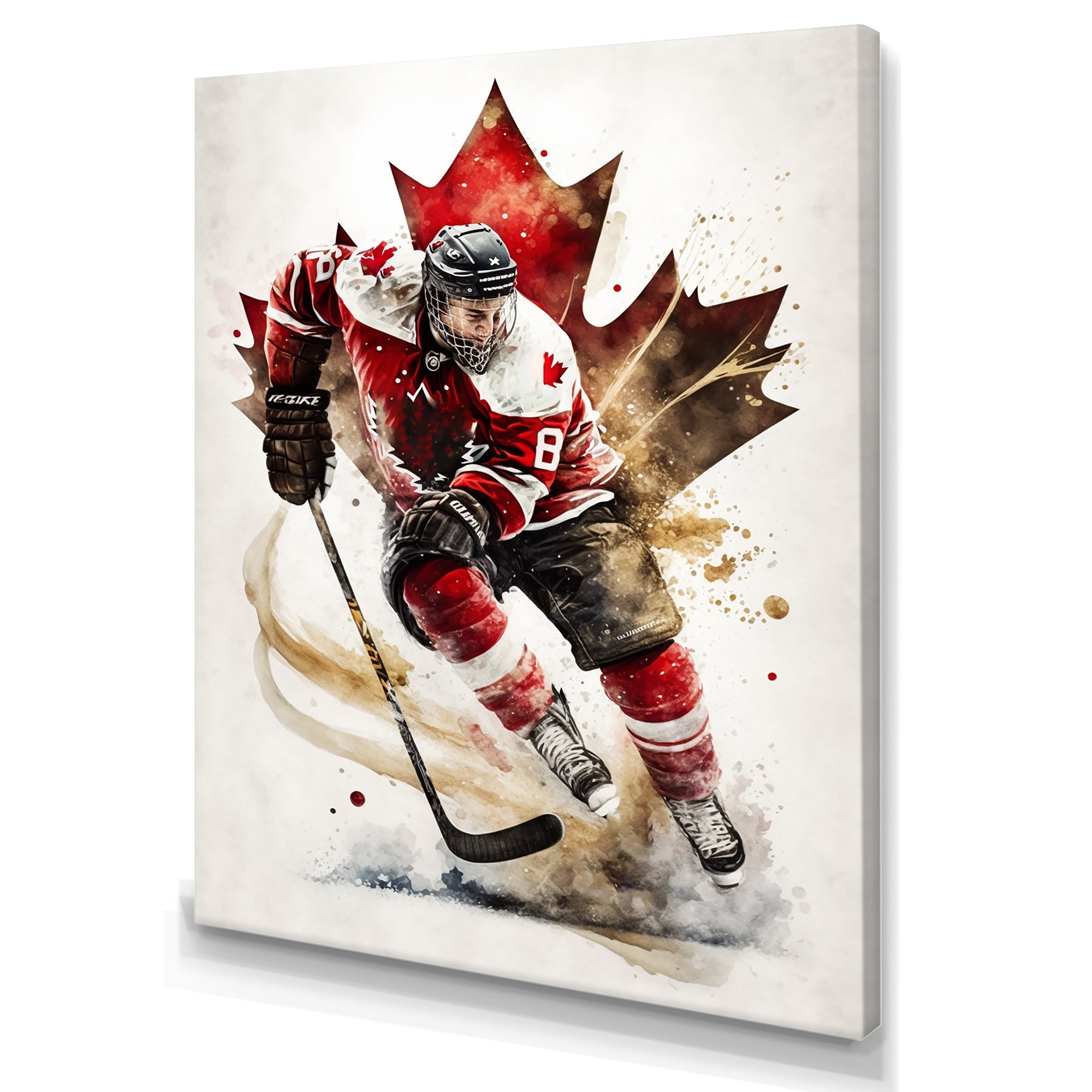 Canadian Hockey Player In Action I - Sport Hockey Canvas Wall Art