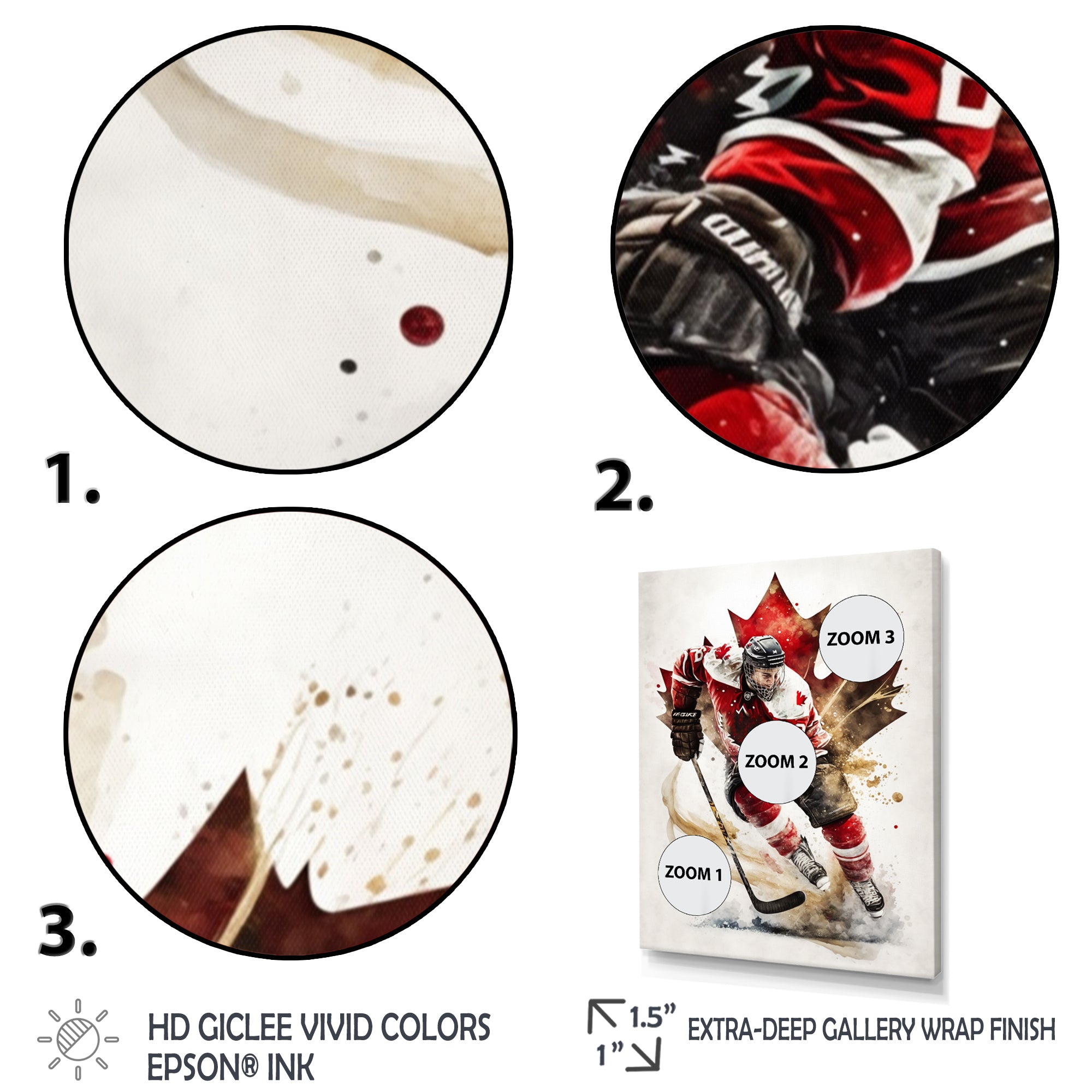 Canadian Hockey Player In Action I - Sport Hockey Canvas Wall Art