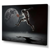 Touchdown On The Moon - Sport Basketball Canvas Wall Art