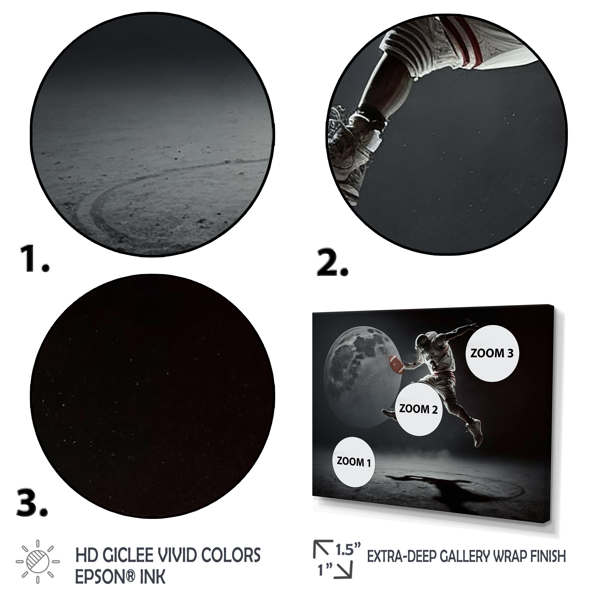 Touchdown On The Moon - Sport Basketball Canvas Wall Art