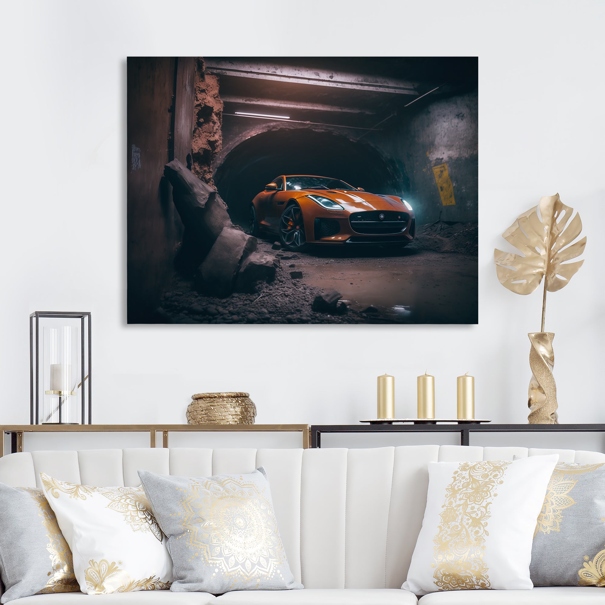 F In Underground Garage - Car Exotic Canvas Wall Art