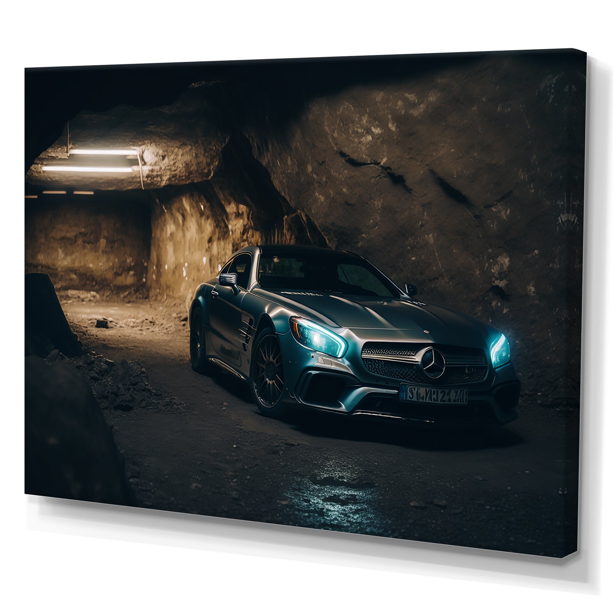 SL In Underground Garage - Car Exotic Canvas Wall Art