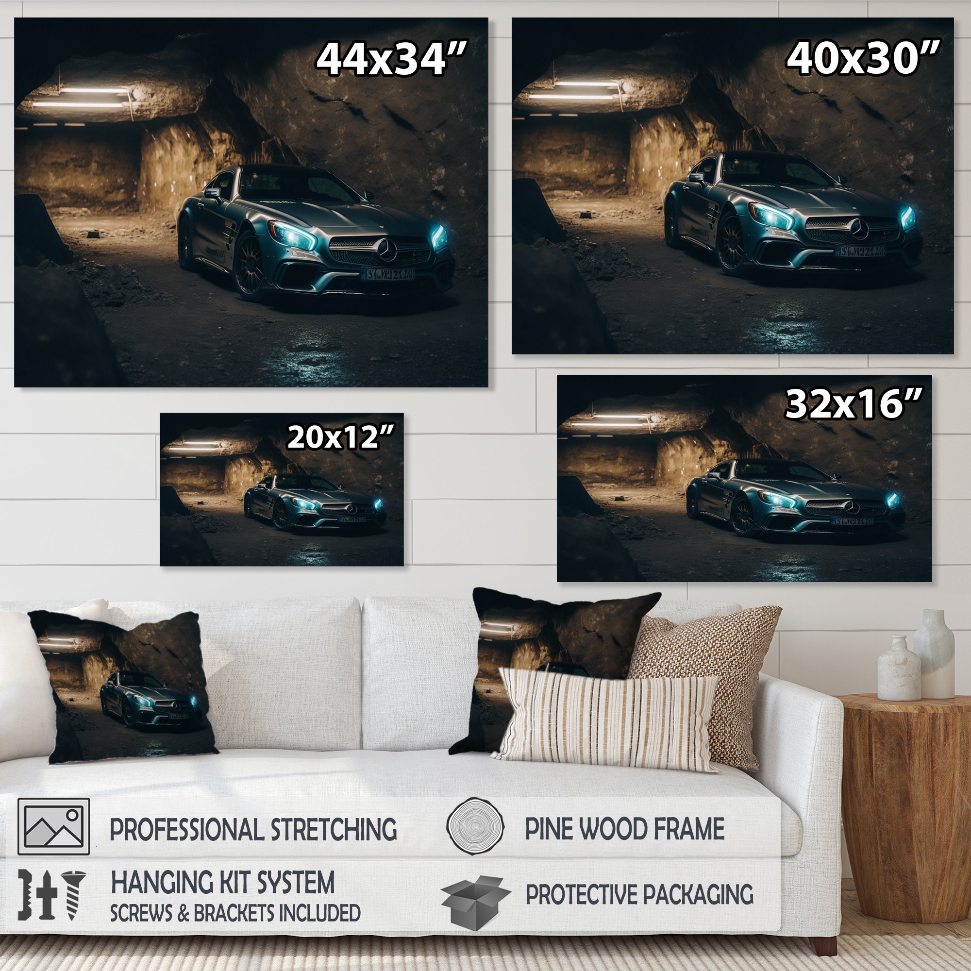 SL In Underground Garage - Car Exotic Canvas Wall Art