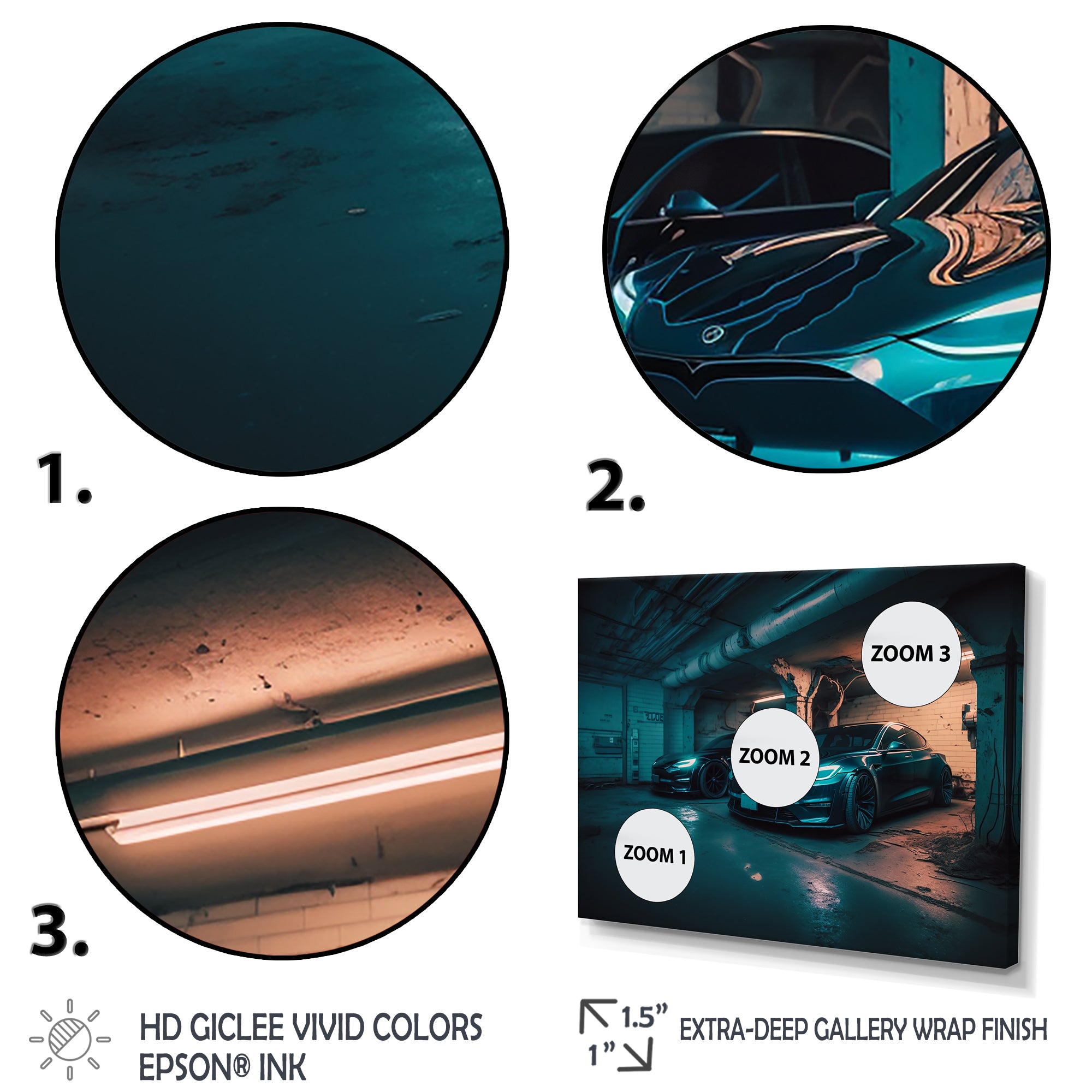 Hybrid Power In Underground Garage - Car Exotic Canvas Wall Art