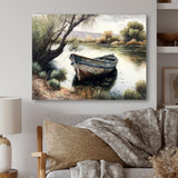 Fishing Boat In The River - Boat Fishing Canvas Wall Art