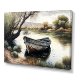 Fishing Boat In The River - Boat Fishing Canvas Wall Art