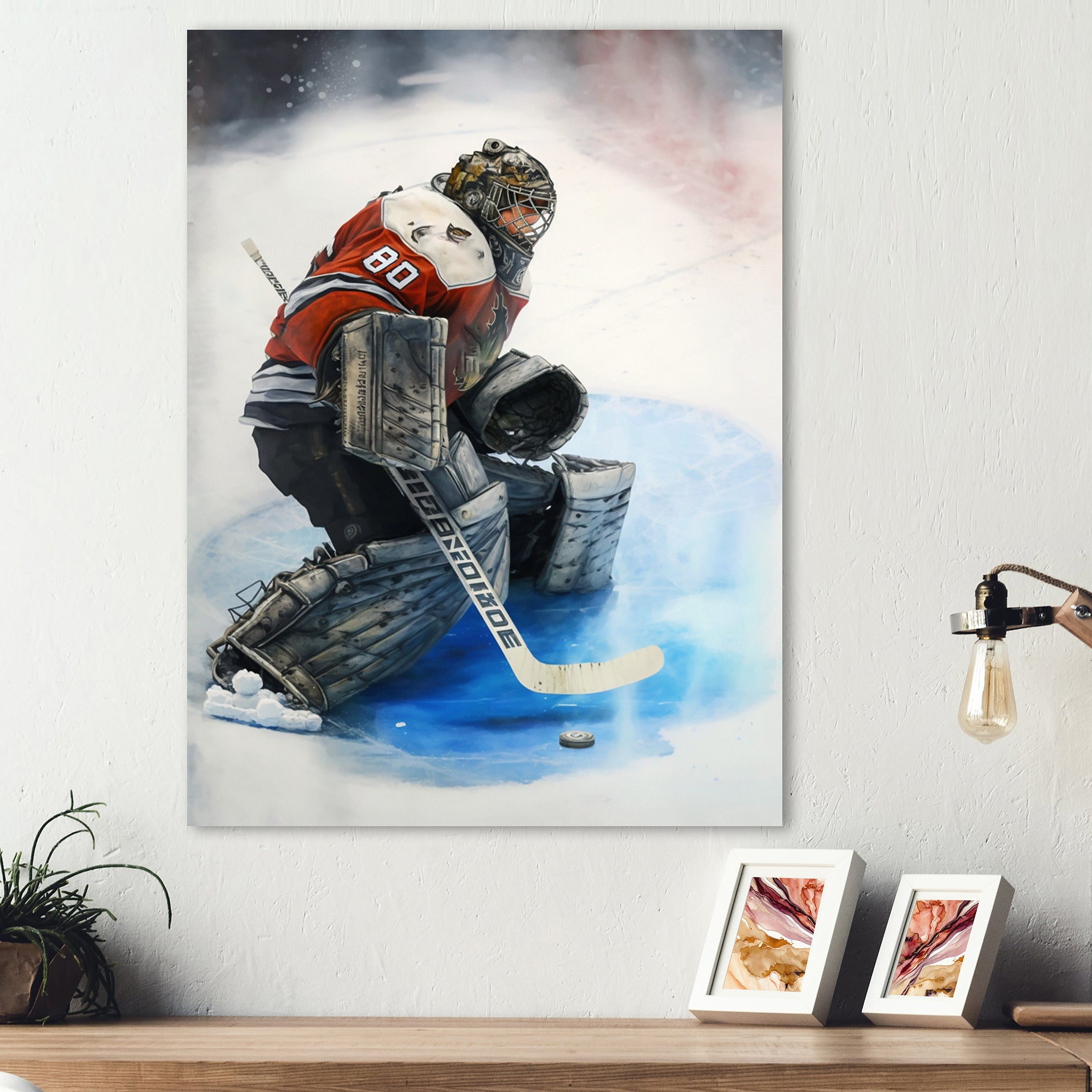 Hockey Goalie During Game I - Sport Hockey Canvas Wall Art