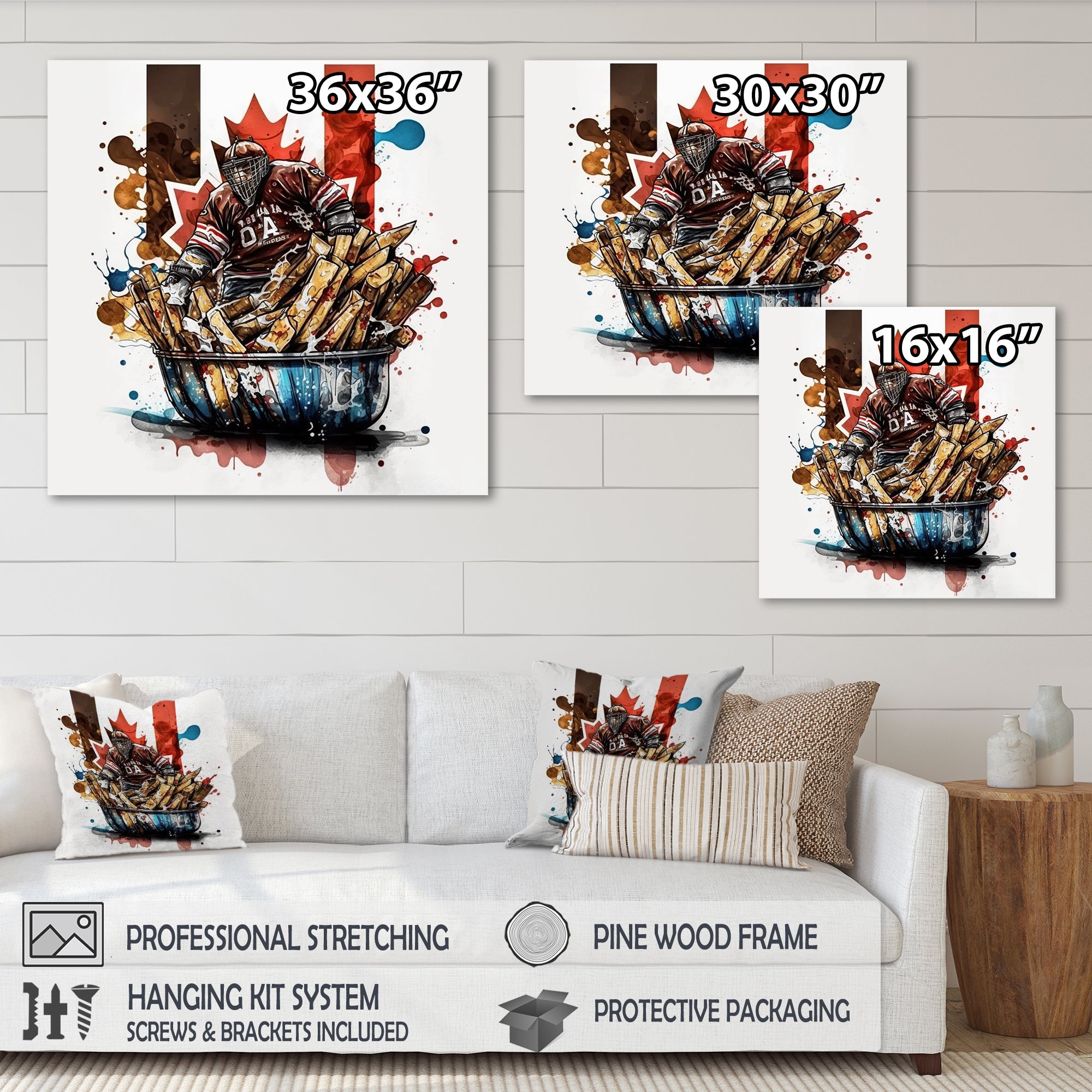 Goal Tender In Poutine I - Sport Hockey Canvas Wall Art