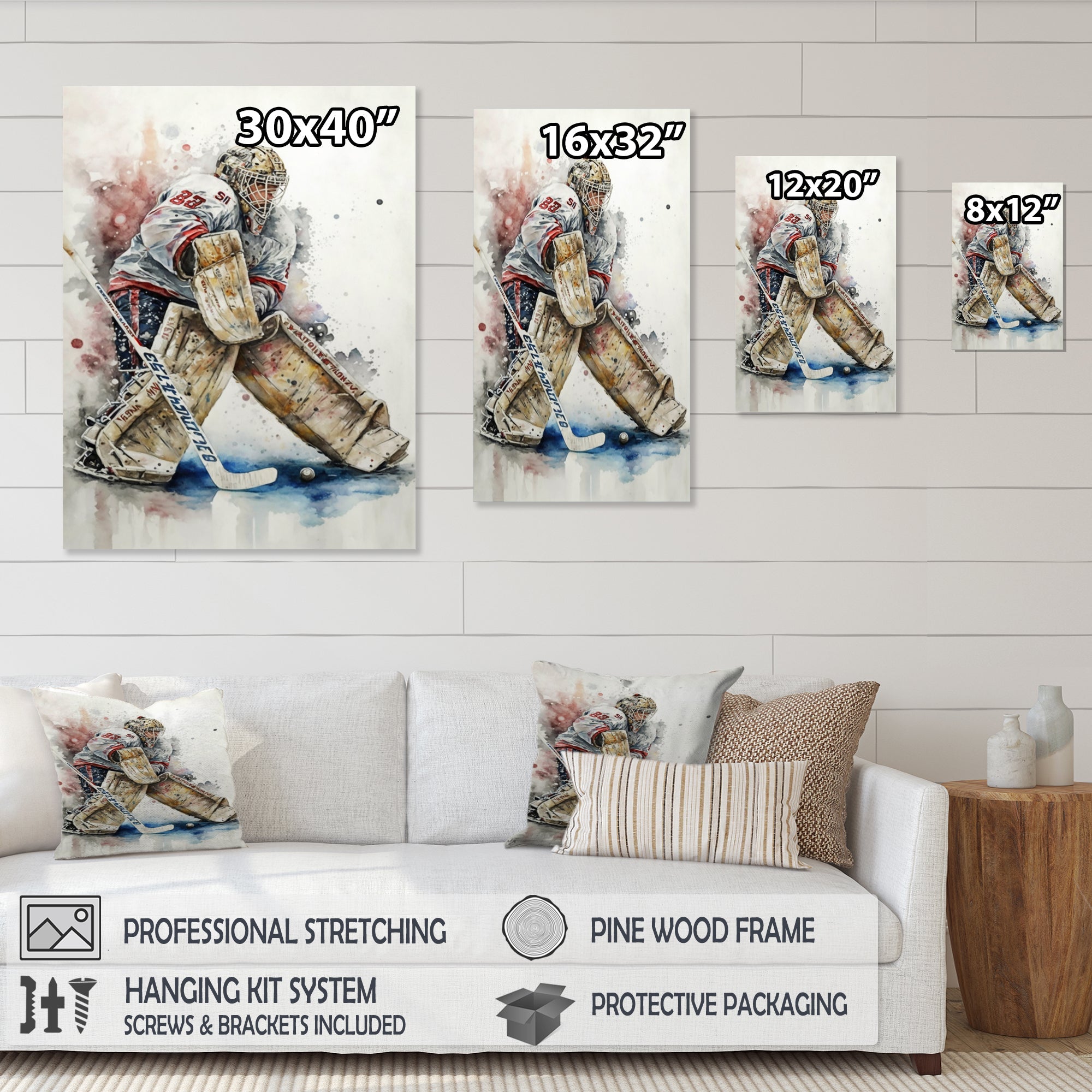Hockey Goalie On Ice During Play I - Sport Hockey Canvas Wall Art
