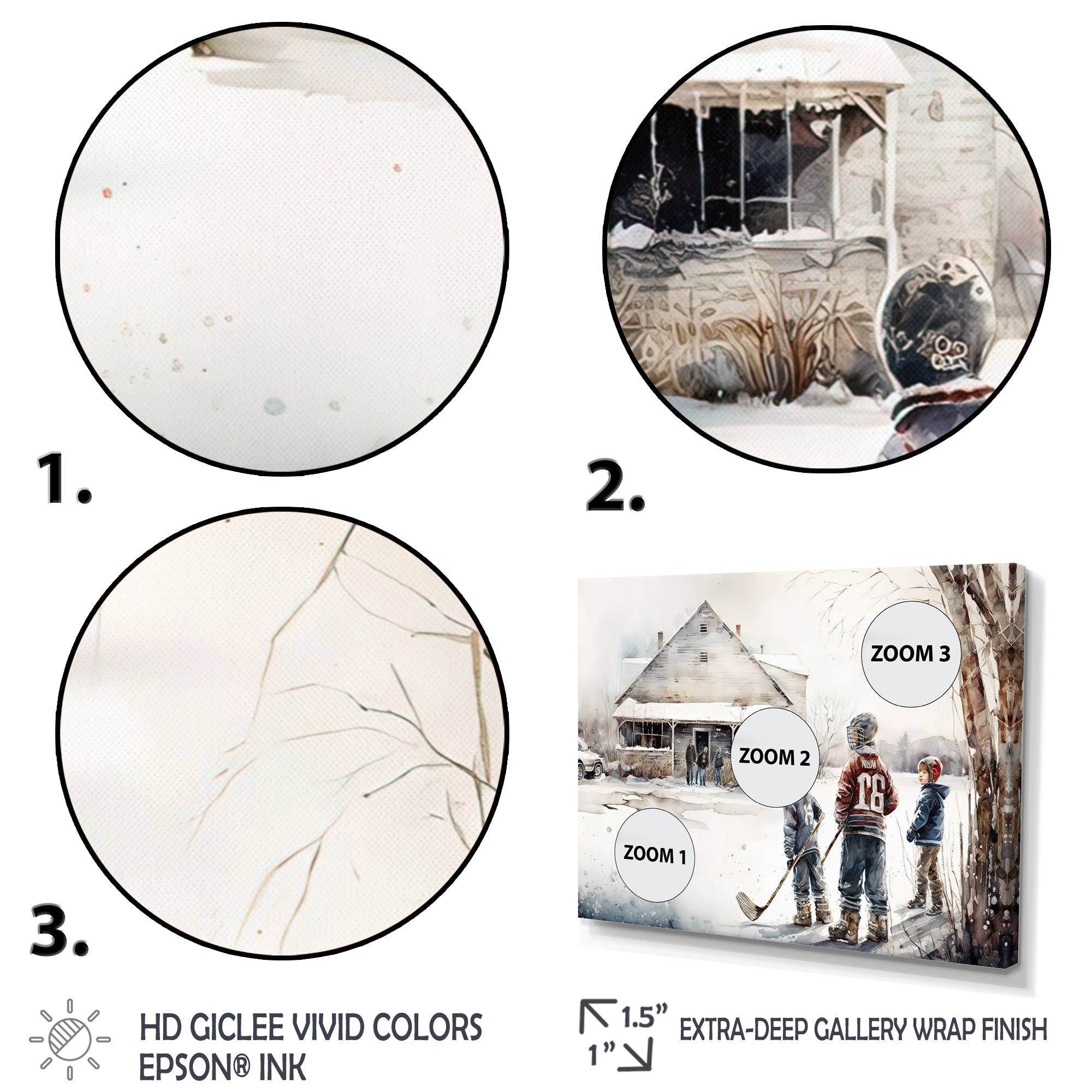 Boys Playing Hockey At Cabin I - Sport Hockey Canvas Wall Art