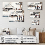 Boys Playing Hockey At Cabin I - Sport Hockey Canvas Wall Art