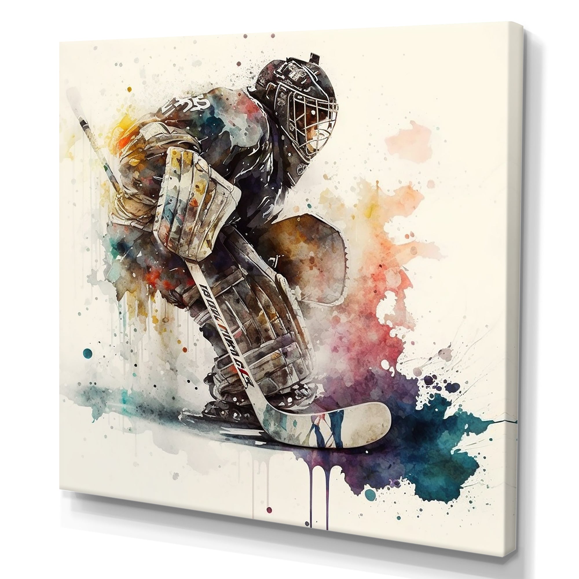 Hockey Goalie During The Hockey Game I - Sport Hockey Canvas Wall Art