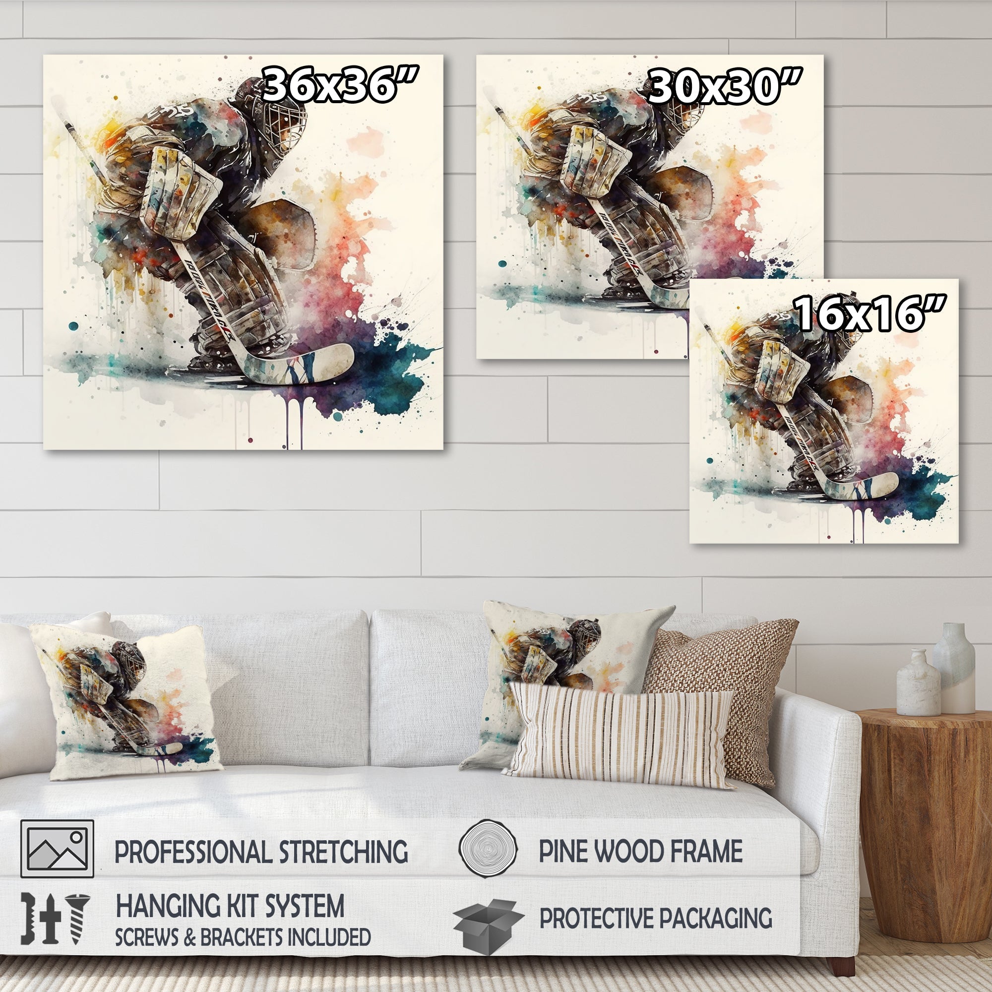 Hockey Goalie During The Hockey Game I - Sport Hockey Canvas Wall Art