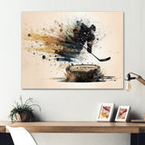 Hockey Player Hitting Puck - Sport Hockey Canvas Wall Art