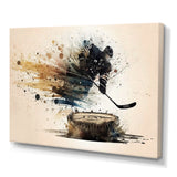 Hockey Player Hitting Puck - Sport Hockey Canvas Wall Art