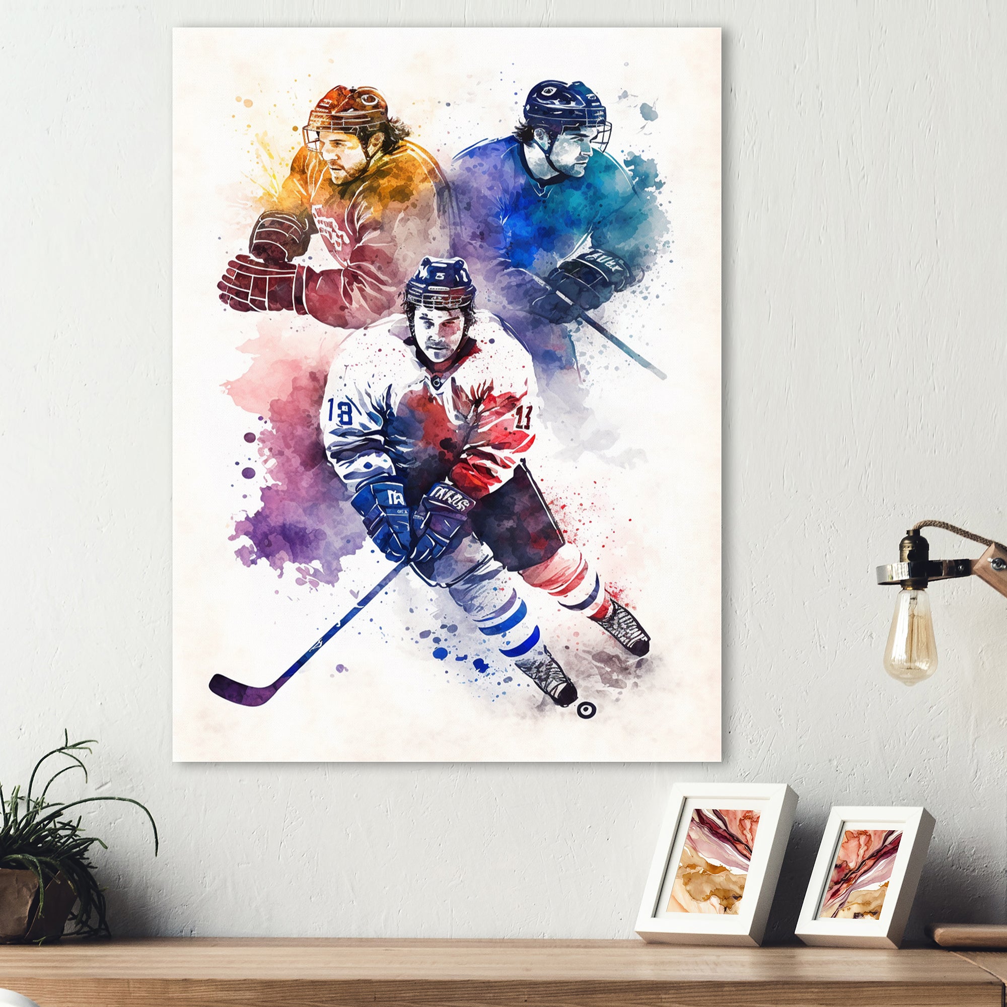 Three Hockey Players During Game I - Sport Hockey Canvas Wall Art