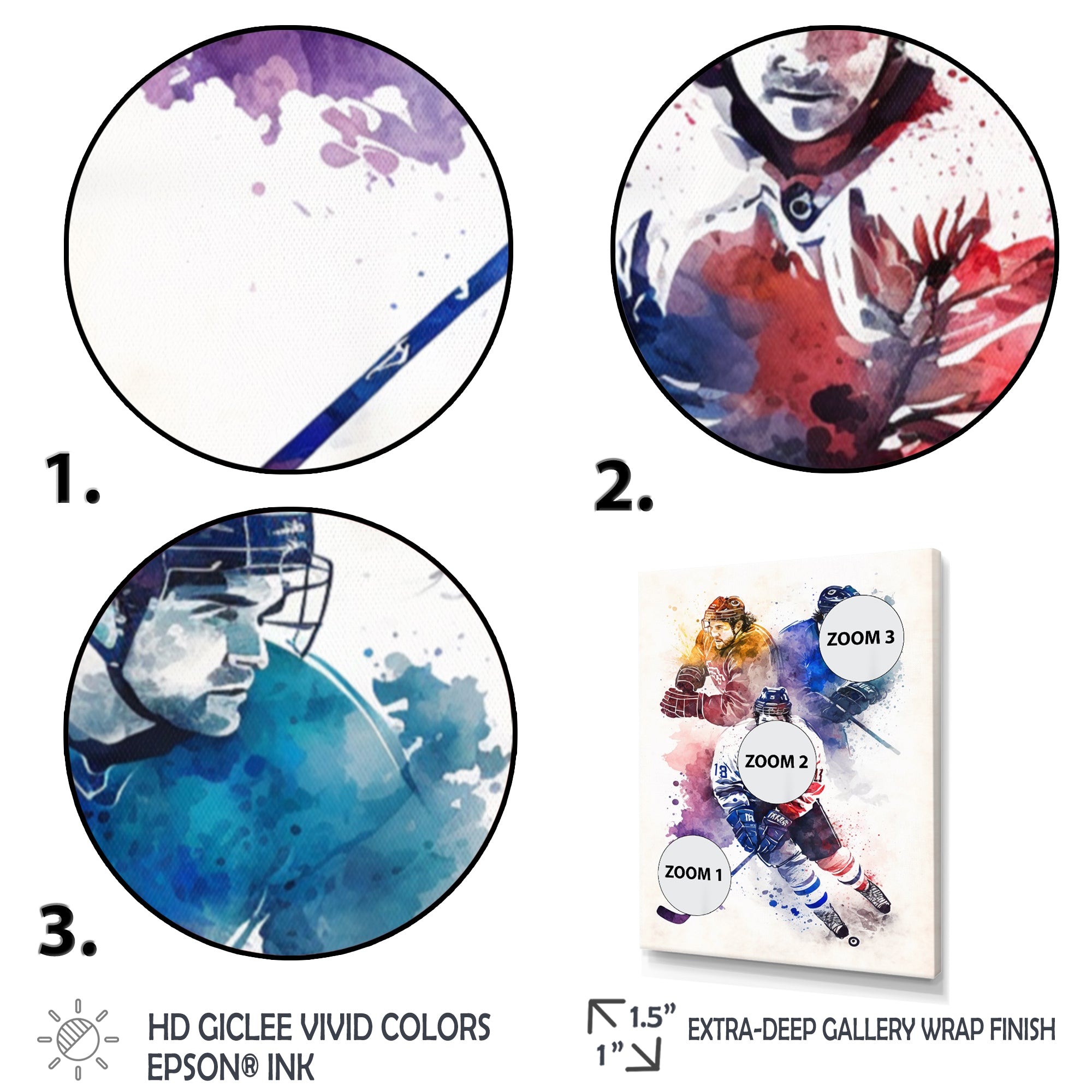 Three Hockey Players During Game I - Sport Hockey Canvas Wall Art