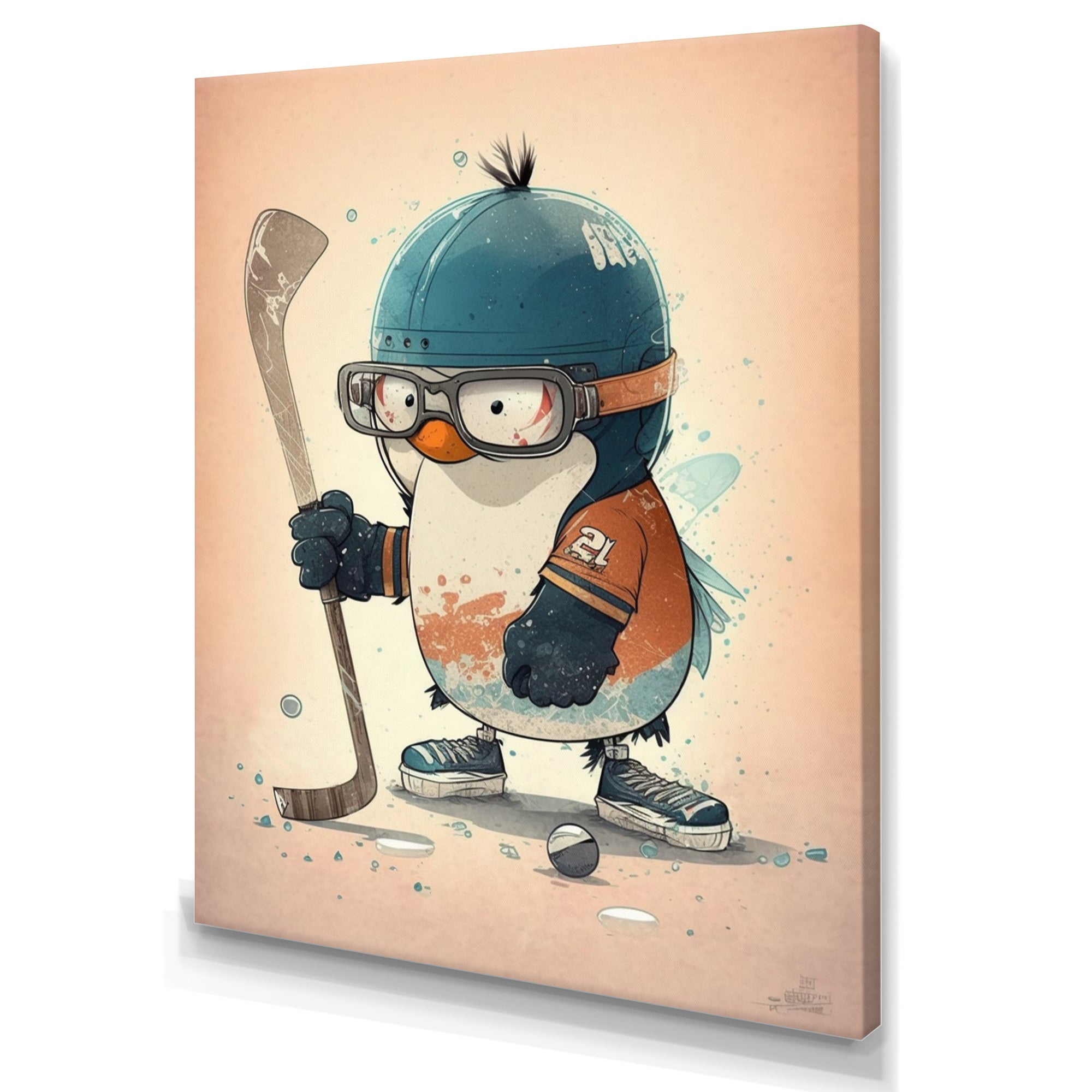 Anime Hockey Penguin - Sport Hockey Canvas Wall Art