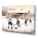 Kids Playing Hockey On Ice Rink I - Sport Hockey Canvas Wall Art