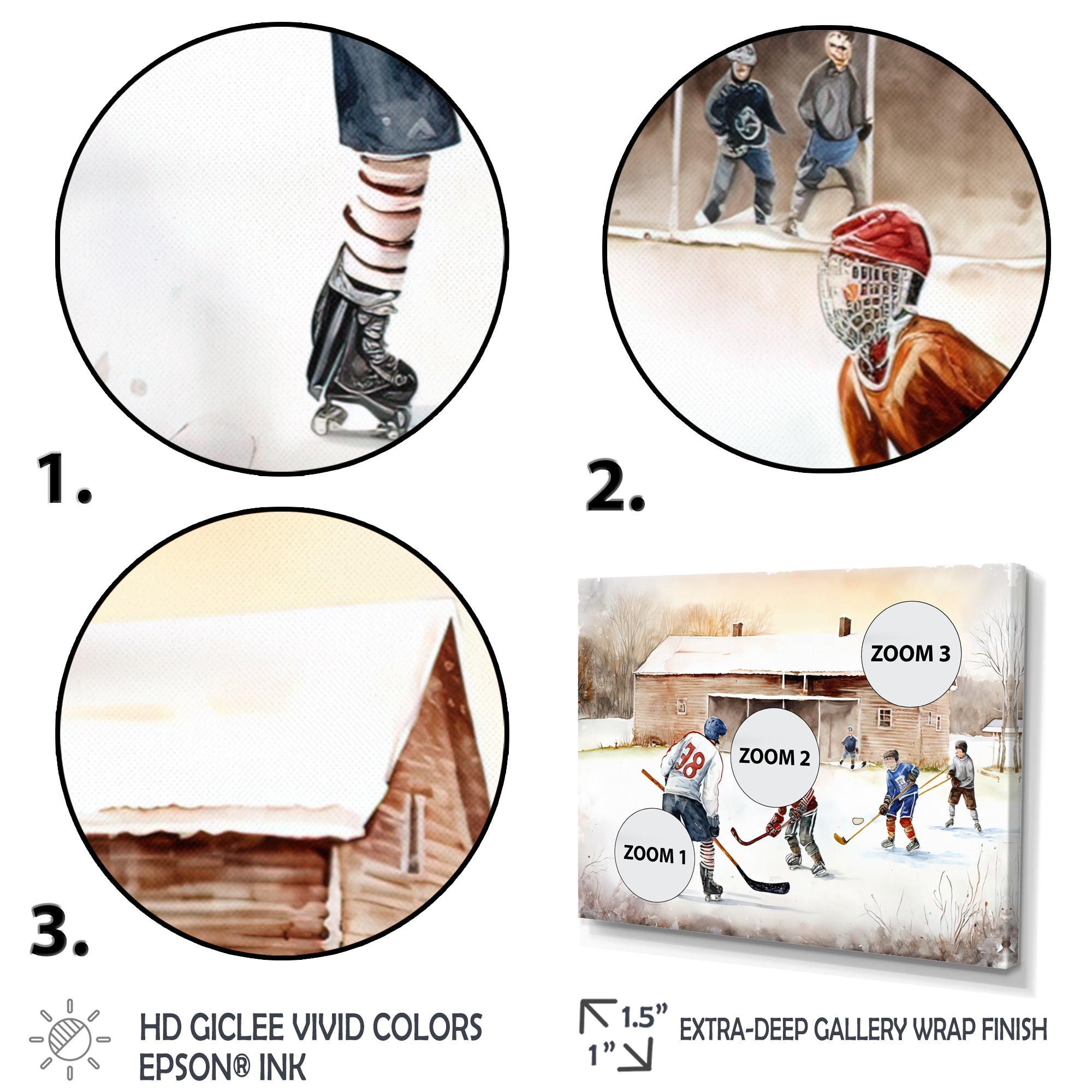 Kids Playing Hockey On Ice Rink I - Sport Hockey Canvas Wall Art