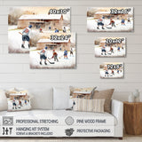 Kids Playing Hockey On Ice Rink I - Sport Hockey Canvas Wall Art