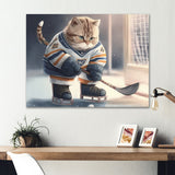 Anime Hocket Cat On Ice Rink I - Sport Hockey Canvas Wall Art