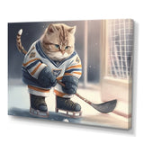 Anime Hocket Cat On Ice Rink I - Sport Hockey Canvas Wall Art