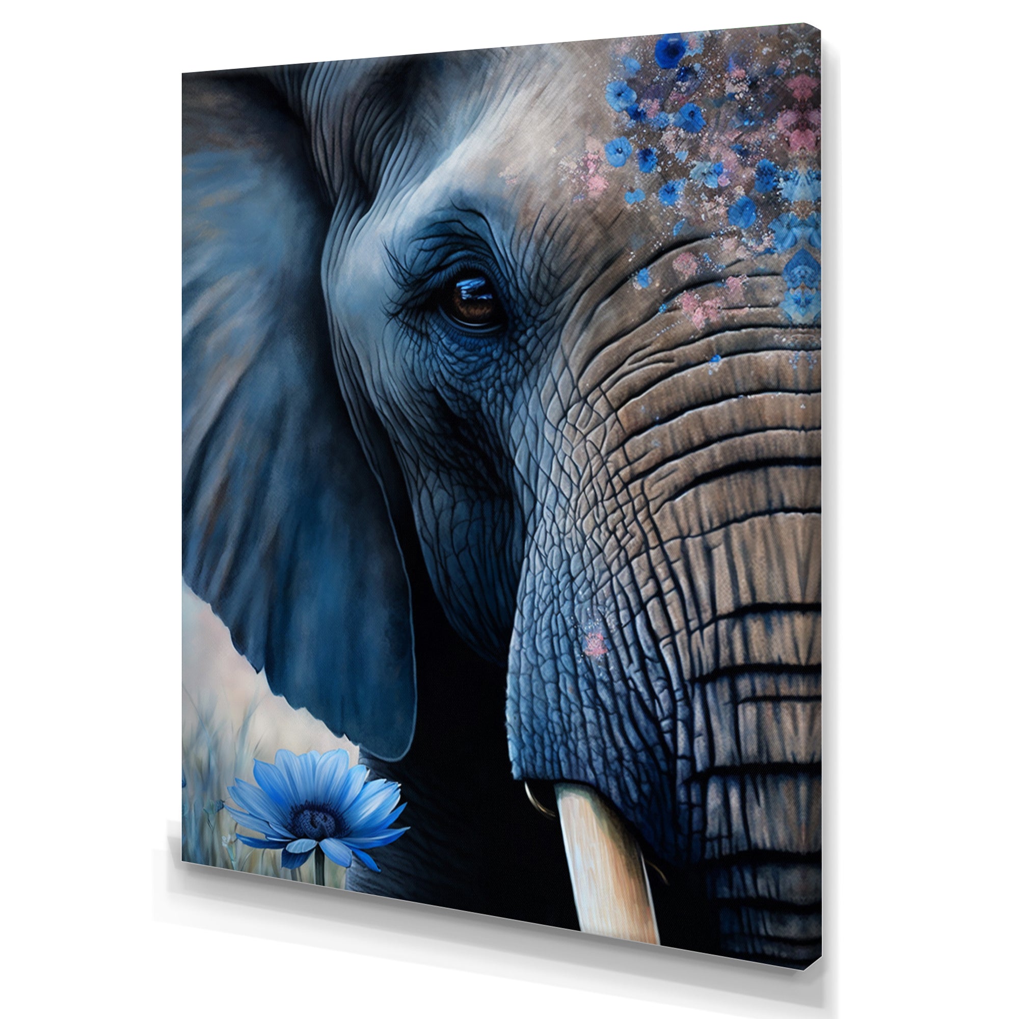 Elephant Portrait - Elephant Framed Canvas Art