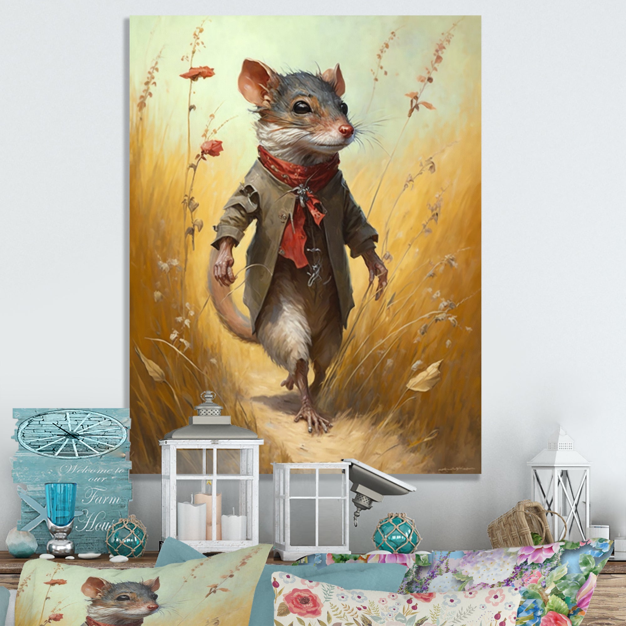 Mouse In Grass - Mouse Living Room Wall Art