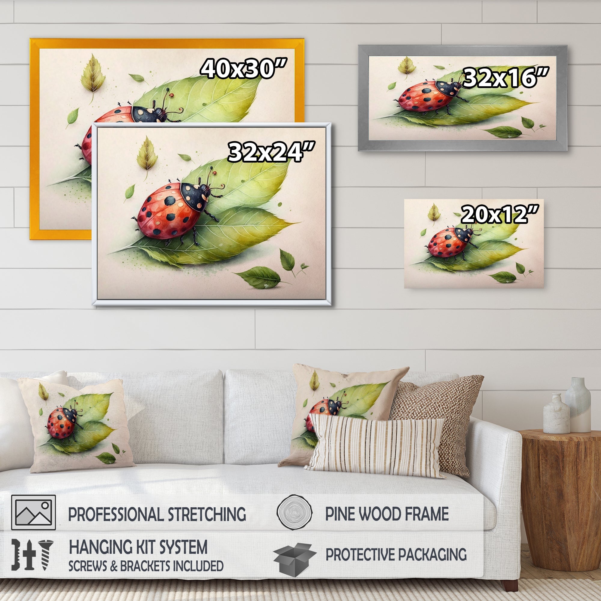 Ladybug On A Leaf - Ladybug Home Decor Art