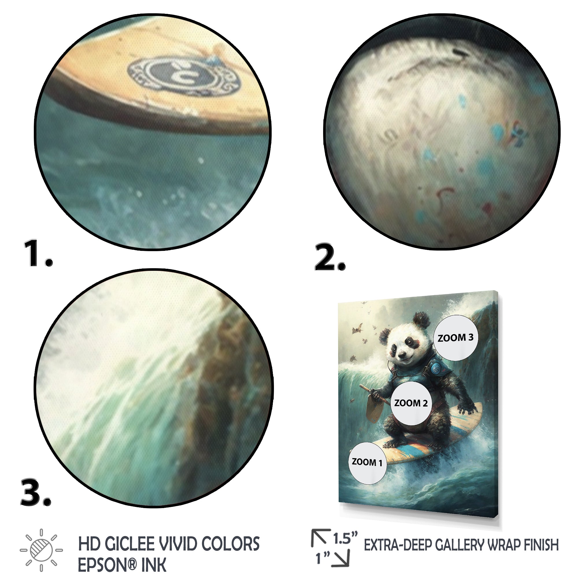Panda Surfing - Panda Wall Art Prints