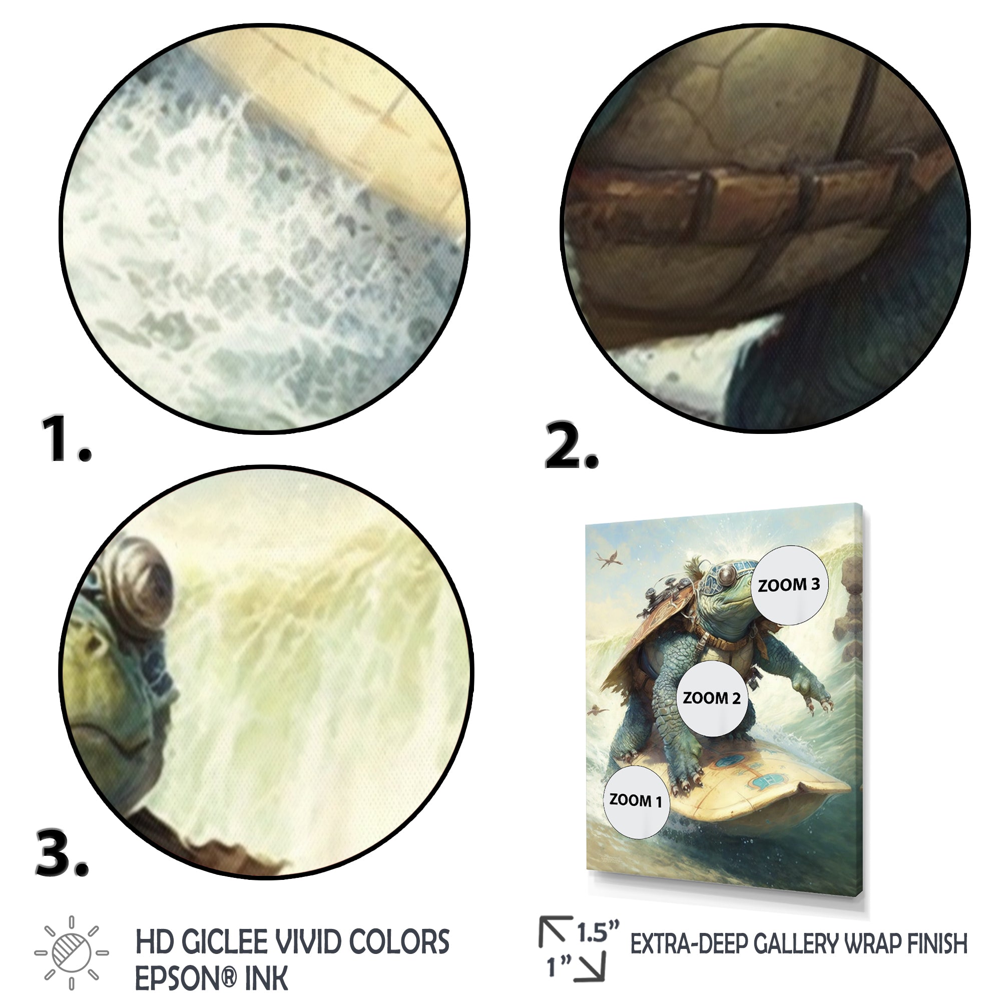 Turtle Surfing With Goggles - Green Turtle Wall Art