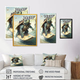 Turtle Surfing With Goggles - Green Turtle Wall Art