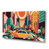 Colorful Cityscape Cars I - Car/Van Canvas Wall Art